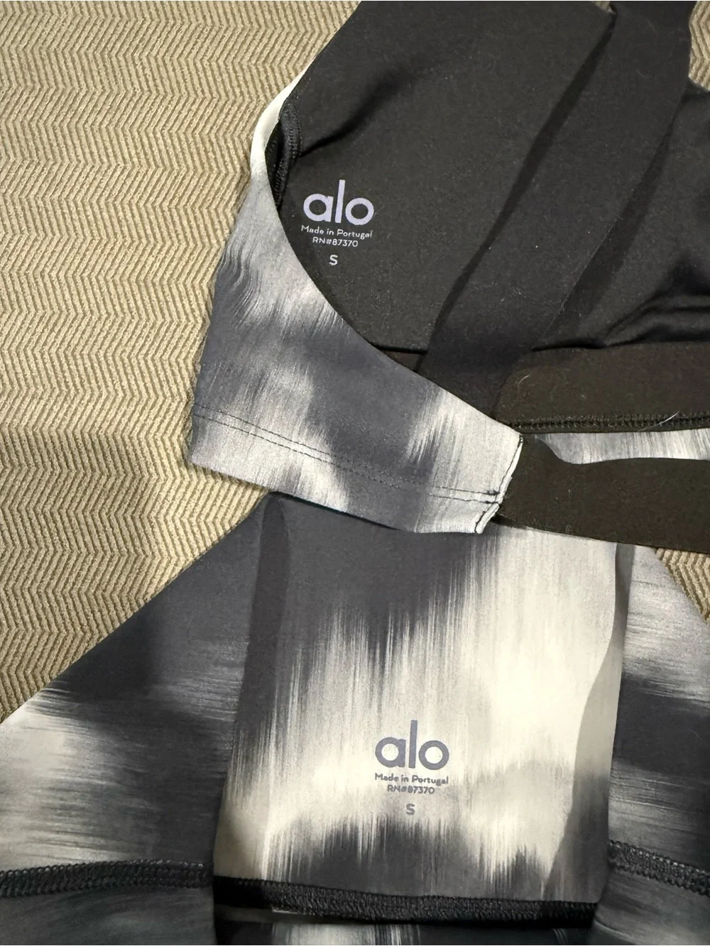 Alo Yoga Set - Vapor Aurora Take Charge Bra and Matching High Waist Shorts